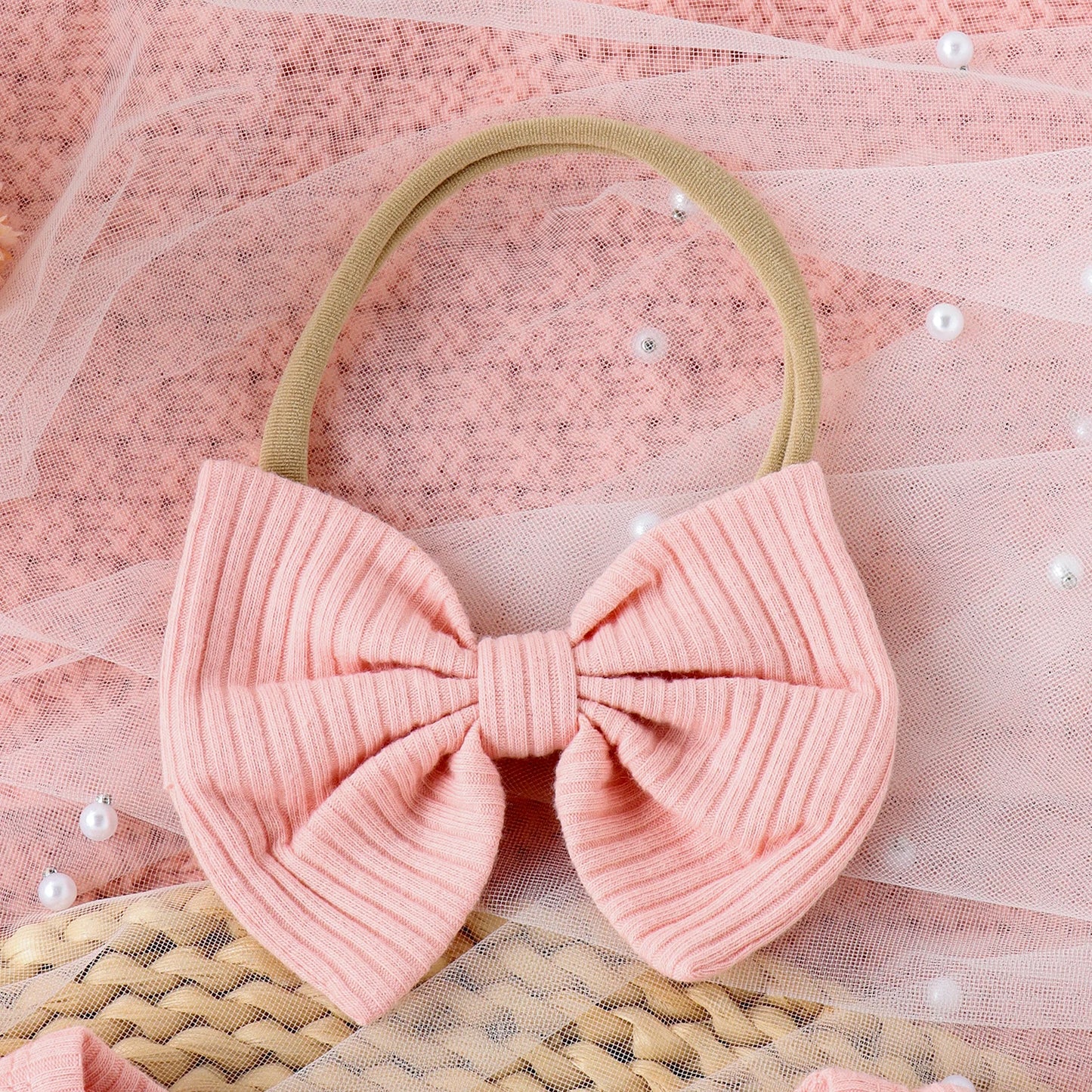 2PCS Autumn 0-1 Year Old Girl Baby Sweet And Cute Round Collar, Pit Strip, Flower Skirt, Long-Sleeved Suit + Bow Hair Band