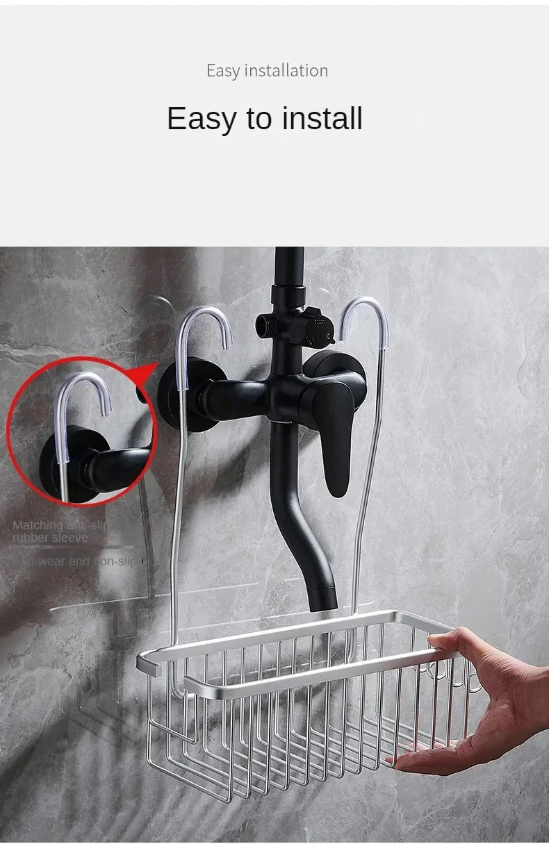 Convenient Toilet Shower Rack with No Drilling Installation Bathroom Storage Basket for Shower Room and Bath Products