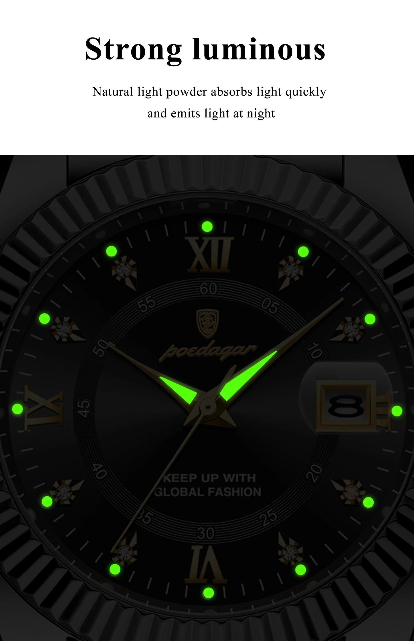 POEDAGAR Luxury Fashion Men Watch Waterproof Stainless Steel Luminous Military Man Wristwatch Date Business Quartz Men's Watches