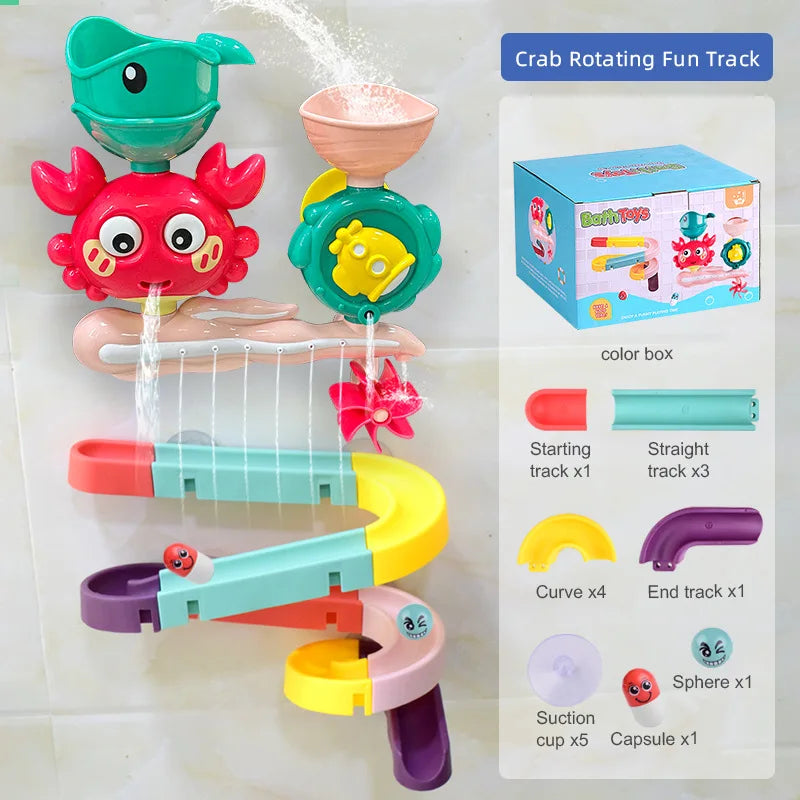 Baby Bathtub Water Play Set Rotating Sprinkler Kids Bath Toys Games for Bath Toddler Bathroom Suction Cup Shower Toys for Infant