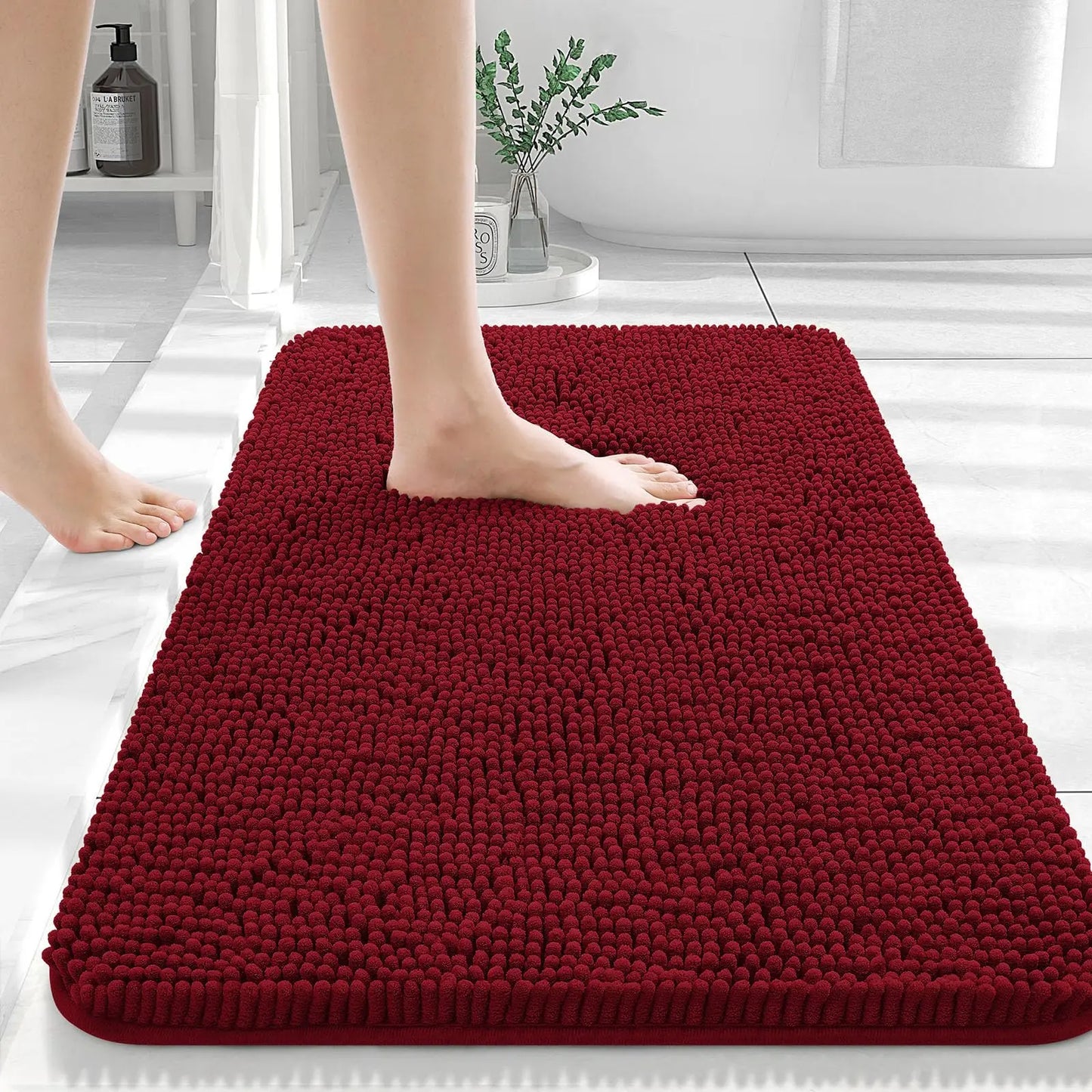 Homaxy Chenille Plain Hairy TPR Material Door Mat Indoor Non Slip Door Mat Dirt Trap Absorbent Mat Absorbs Water Bathroom Mat