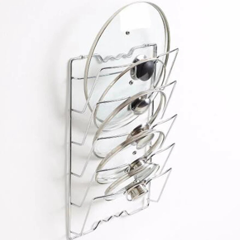 1Pcs Kitchen Accessories Stainless Steel Pot Lid Shelf Kitchen Organiser Pan Cover Lid Rack Stand Holder Dish Rack