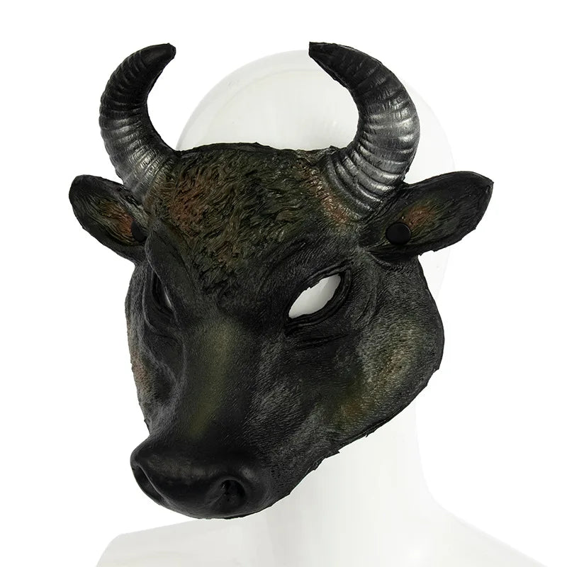 Halloween Mask Easter Carnival Party Cosplay Props Half Face PU Foam Realistic Animal Buffalo Bull Head Mask Costume Accessories