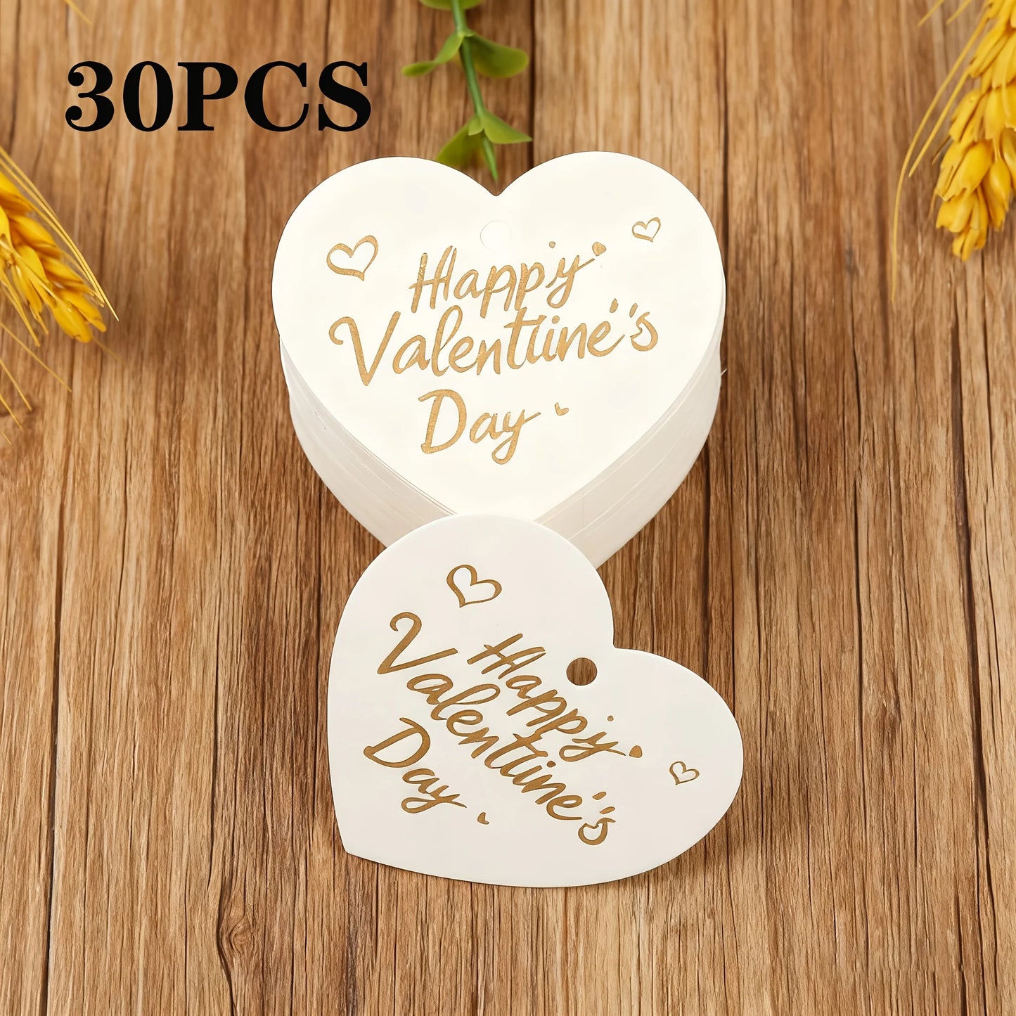 30pcs Valentine's Day Hang Tags with Hot Foil Stamping Heart-Shaped Cards Valentine's Day Gift Packaging Labels and Hang Tags