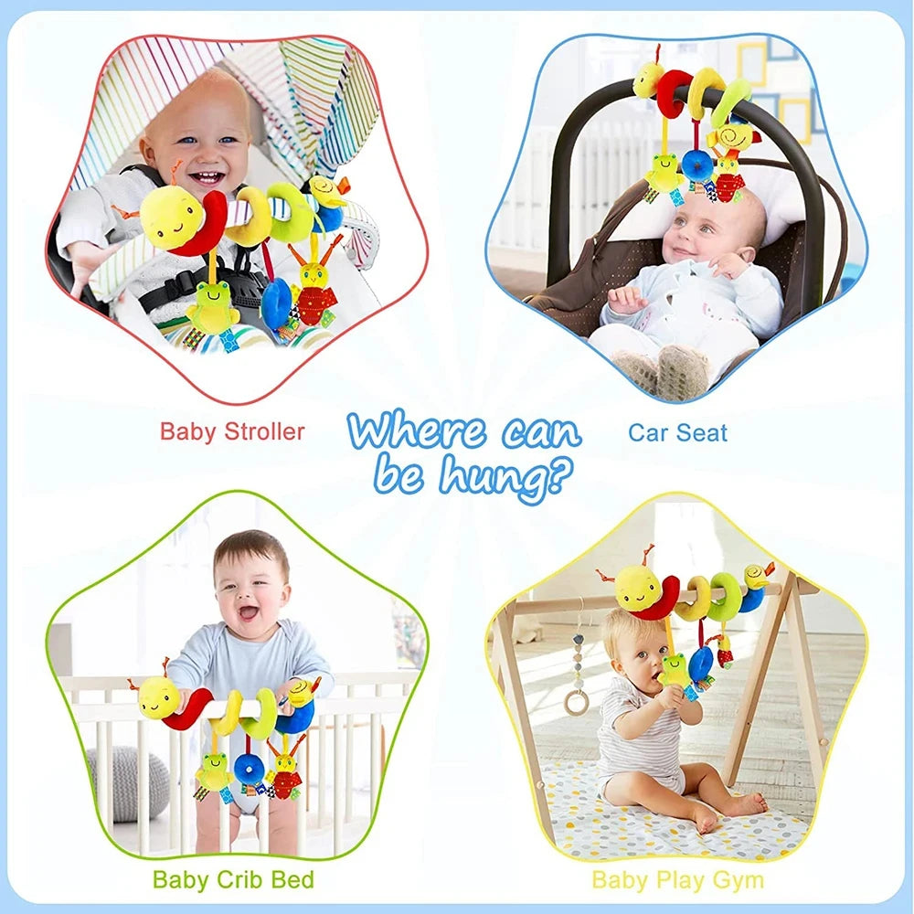 Cute Musical Spiral Hanging Toy – Activity Rattle for Crib, Stroller, and Car Seat for Babies