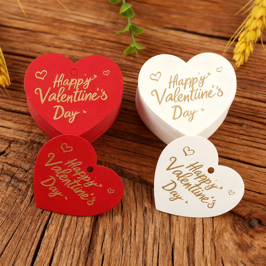 30pcs Valentine's Day Hang Tags with Hot Foil Stamping Heart-Shaped Cards Valentine's Day Gift Packaging Labels and Hang Tags