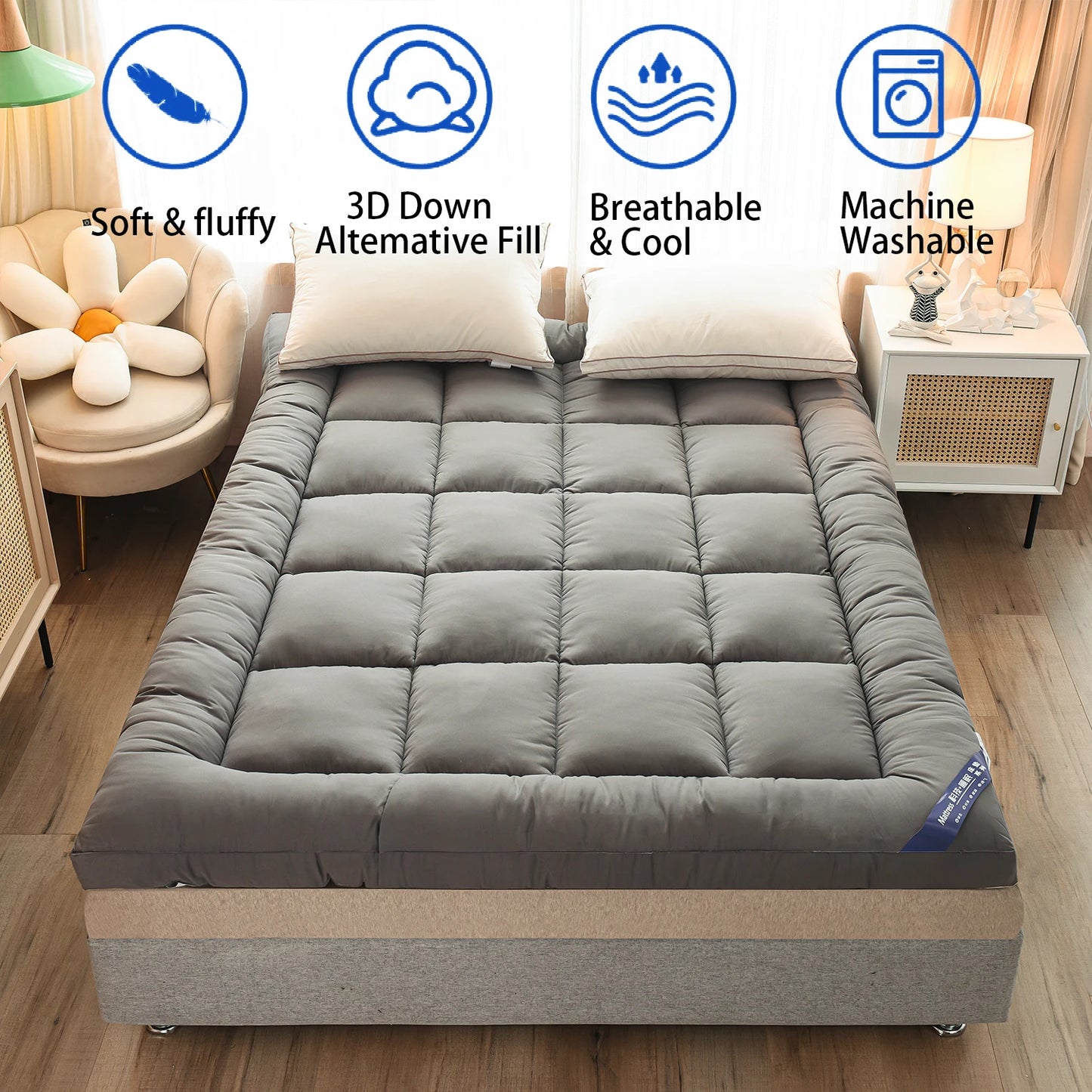Queen Mattress Topper for Body Pain Relief