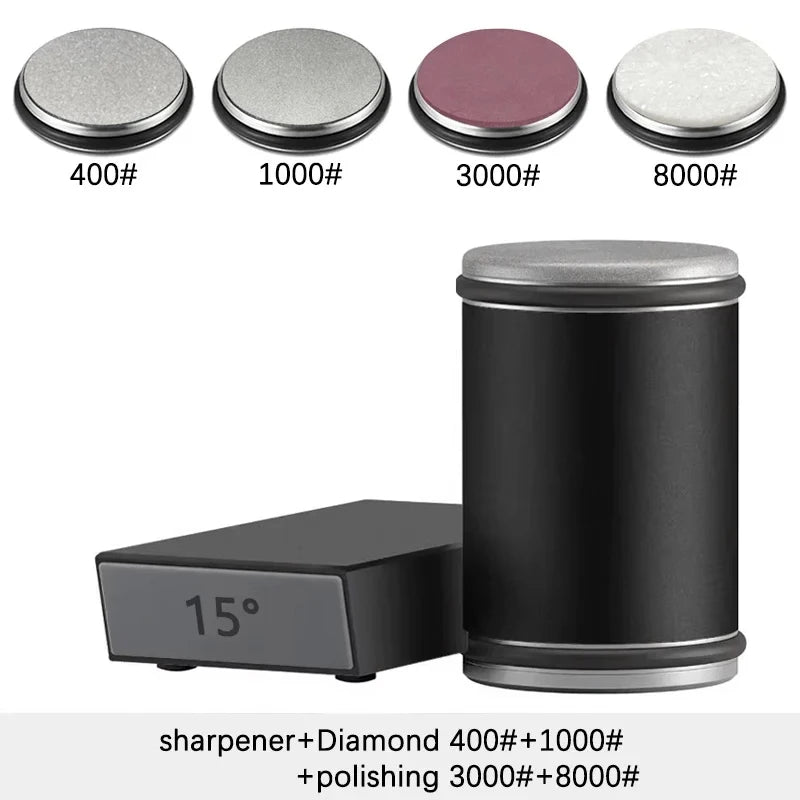 Niiruo Rolling Knife Sharpener Kit Double Sided Diamond Sharpening 15/20° Degree Magnetic Angle For Kitchen Knives Whetstone Set