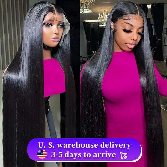 30 40 Inch 13x4 13x6 Straight HD Lace Frontal Wigs Brazilian Remy Lace Front Human Hair Wig Pre Plucked For Women 200 Density