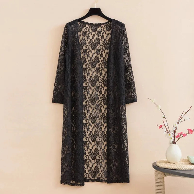 Summer Sun Protection Clothing Women Long Cardigan Female Cardigans Long Sleeve Women Lace Coat Jacket Ladies Shawl Outerwear
