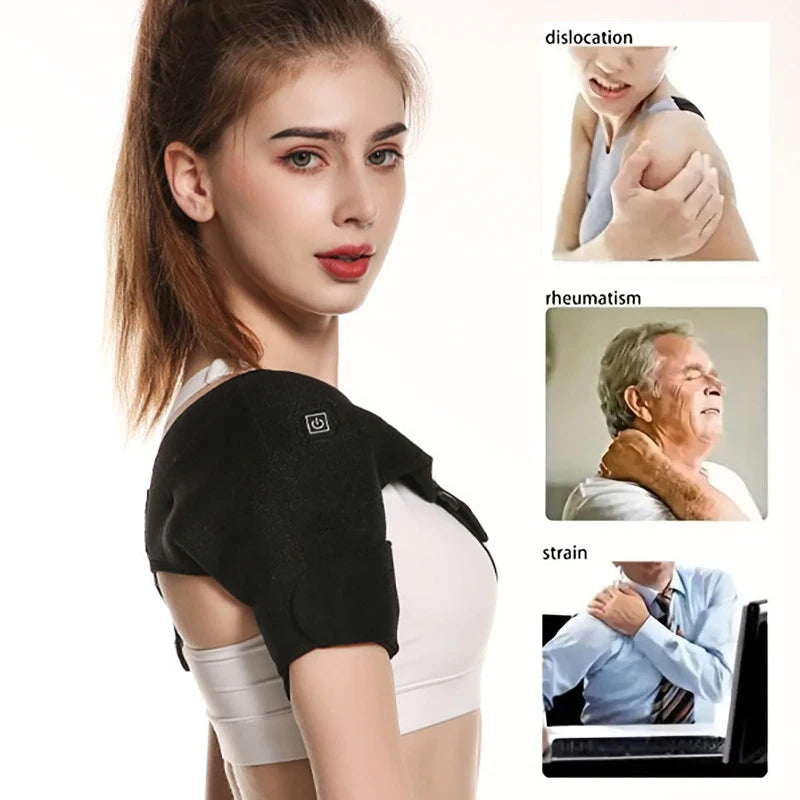 USB Electric Shoulder Brace Heated Massage Belt
