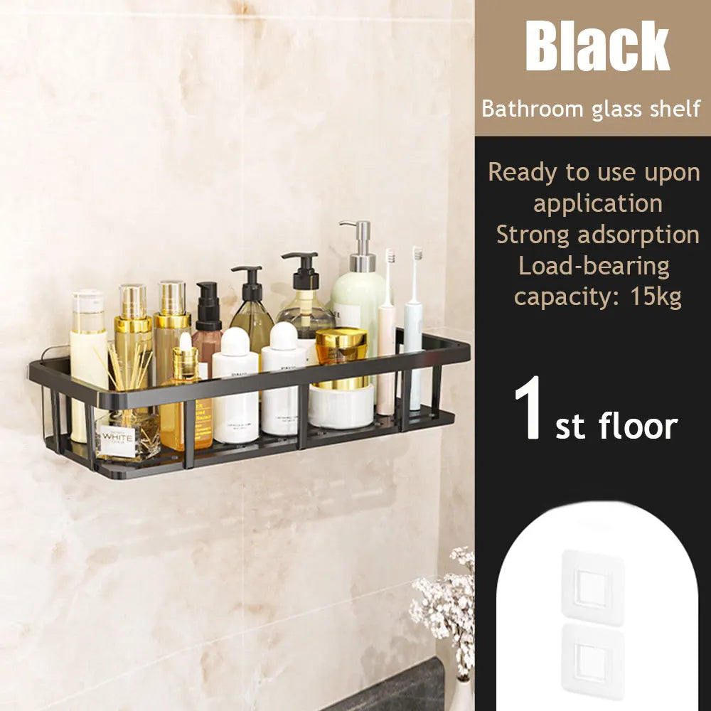 Bathroom Storage Rack No-Drill Wall Mounted Shampoo Makeup Storage Holder ShowerOrganizer Rack Bathroom Shelves Accessories