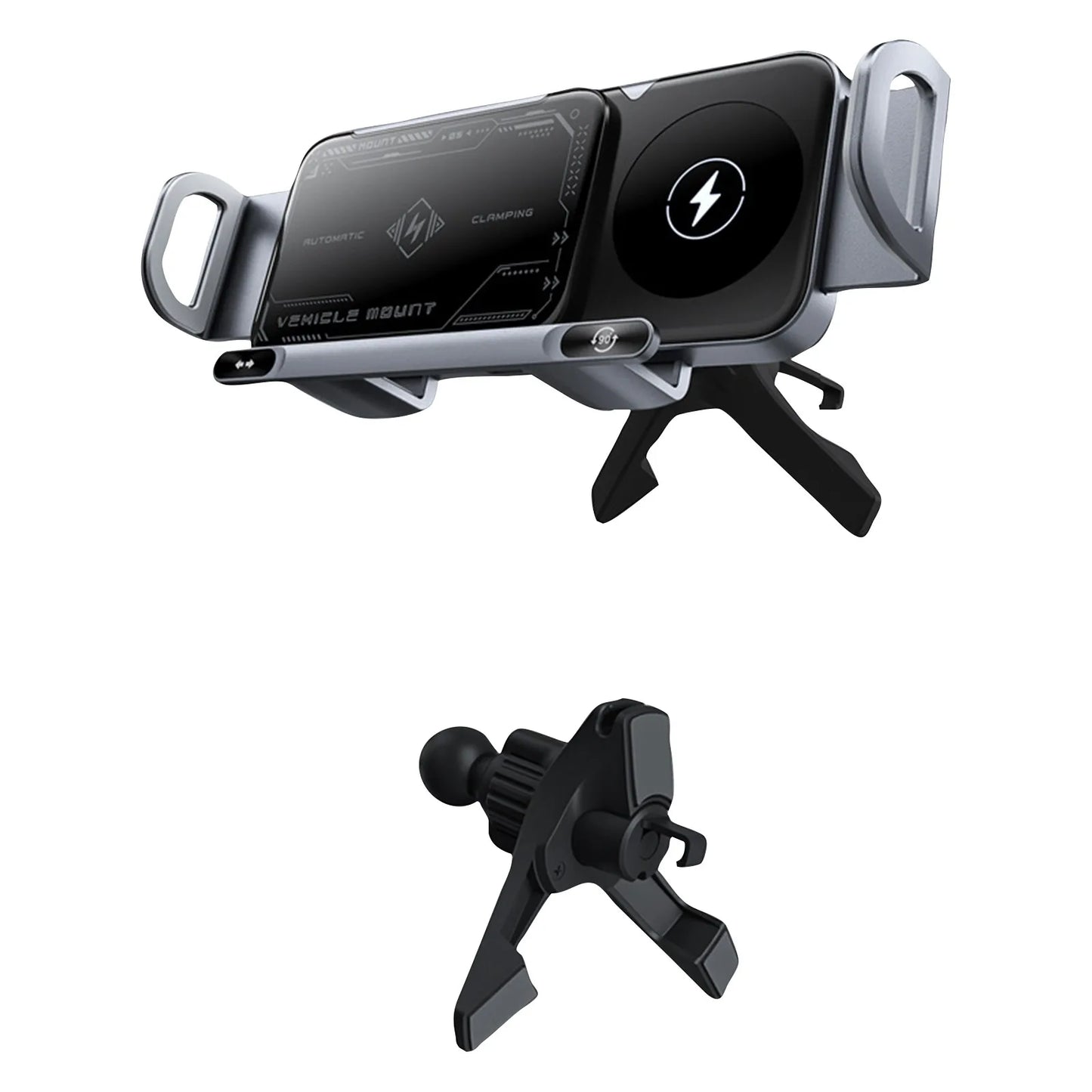 High Intelligent Mobile Phone/Pad Holder 2 in 1 Auto Rotating Phone Holder Car Charger Fast Charging Cell Phone Holder