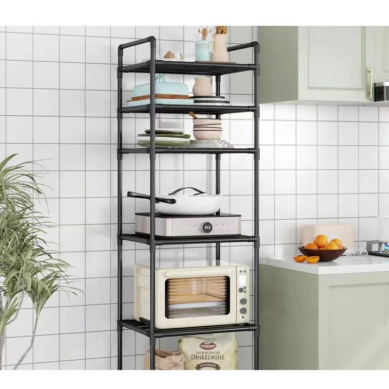 Kitchen Storage Rack Multilayer No Drill Rolling Shelf for Pots Microwave Oven Vegetables Organiser