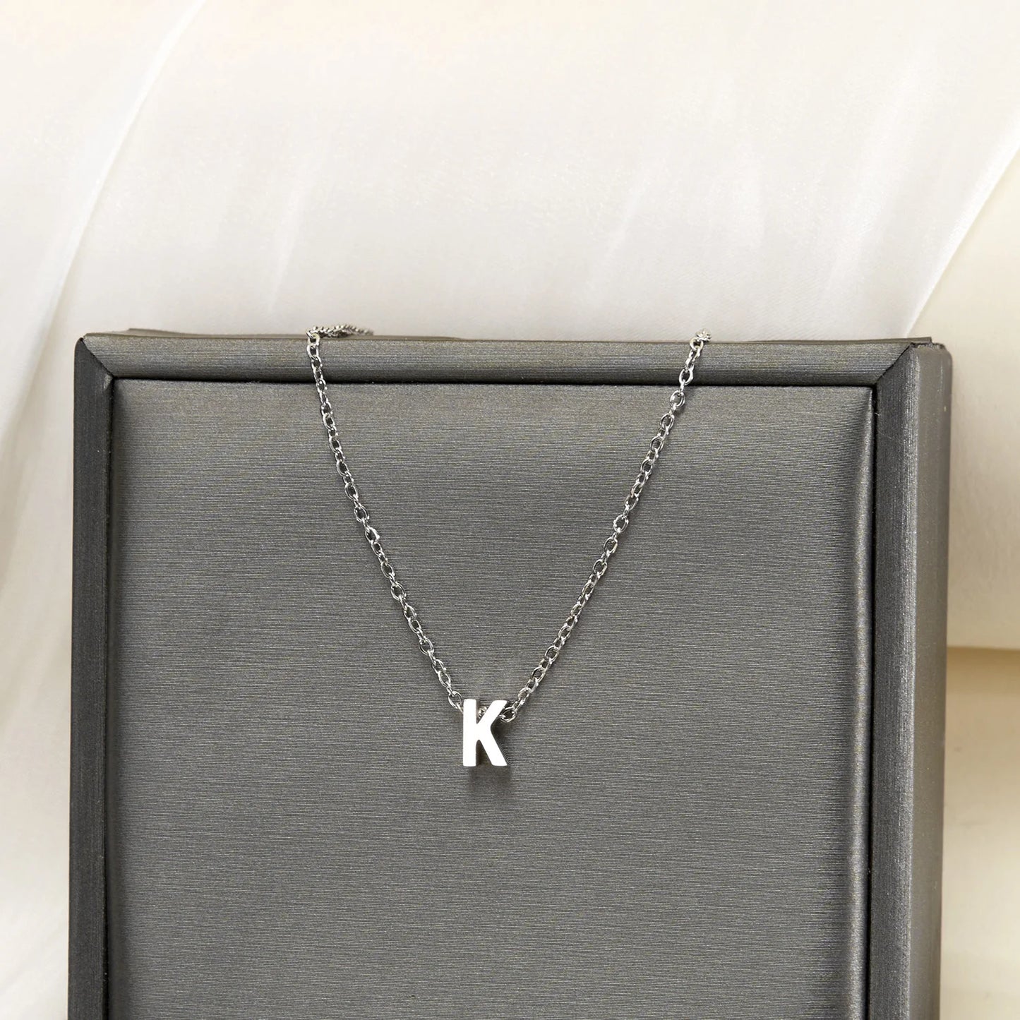 Silver Color Tiny A-Z Initial Letter Necklace for Women Stainless Steel 26 Alphabet Name Pendant Necklaces Jewelry Birthday Gift
