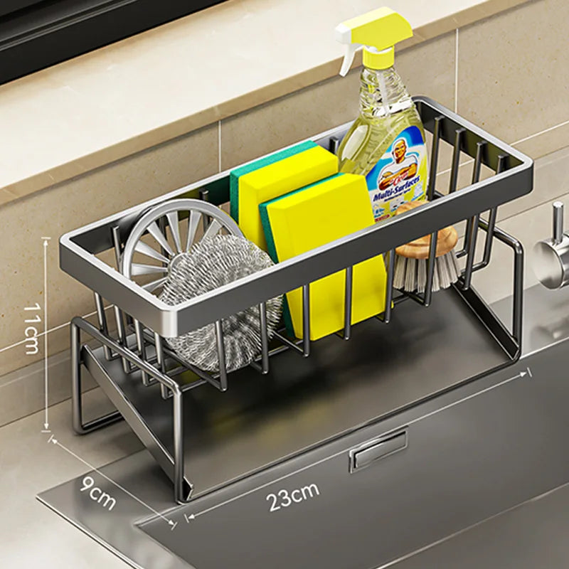 Sink Cleaning Tools Storage Rack Kitchen Multifunctional Stainless Steel Drain Rack for Sponge Cleanser Organiser Rag Hanger