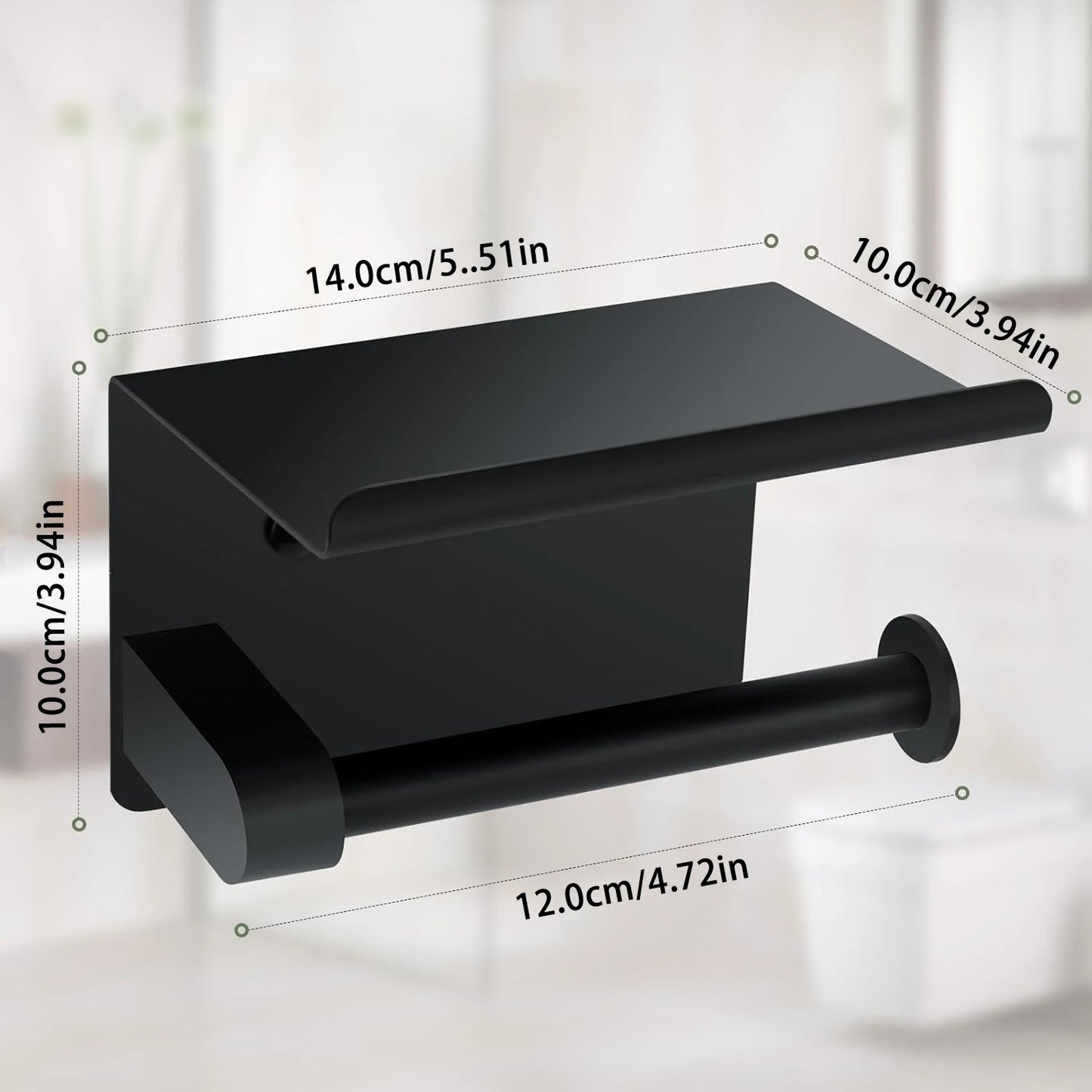 Self Adhesive Toilet Paper Holder with Phone Shelf Stainless Steel Wall Mount Toilet Paper Roll Holder for Bathroom Accessories
