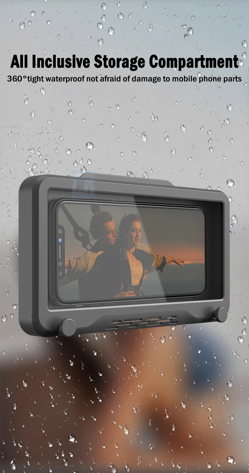 Bathroom Waterproof Adjustable Rotation Wall Mount Phone Holder Stick Anti-fog Touch Screen Phone Stand Self-adhesive