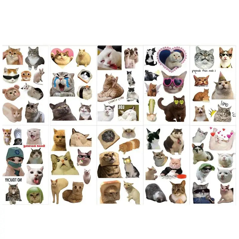 10Pcs/set New Love Cat Temporary Tattoo Stickers Cute Cat Children Waterproof Tattoo For Kids Funny Birthday Gift
