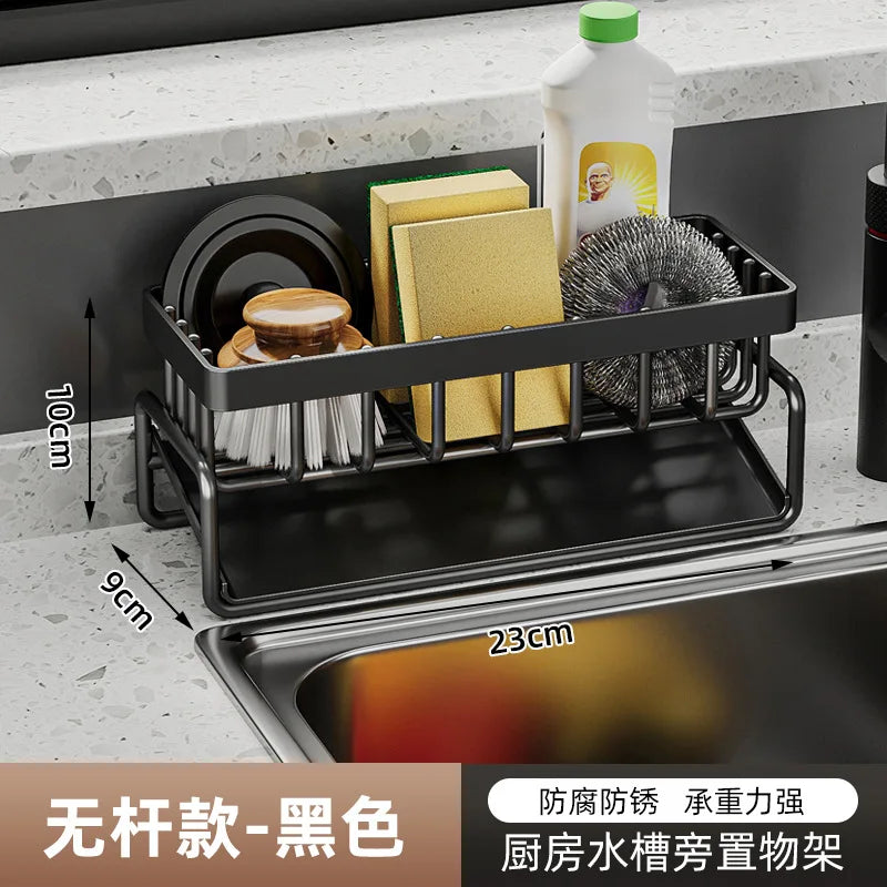 Kitchen Stainless Steel Sink Drain Rack Sponge Holder Faucet Storage Soap Drainer Towel Rack Shelf Organiser Accessories