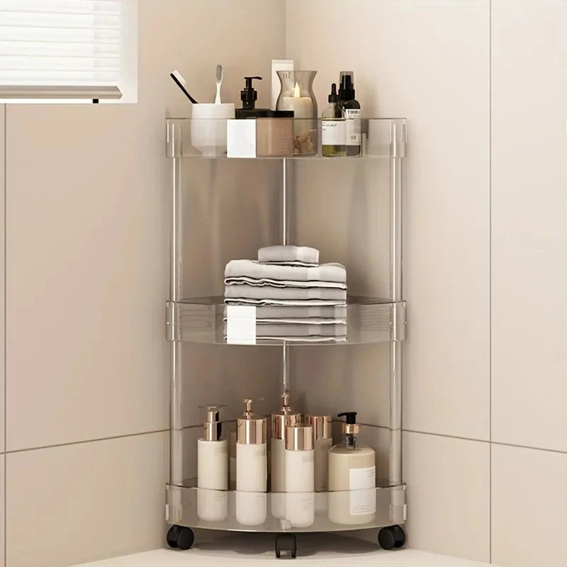 Shelf Trolley Bathroom Organiser Shelves Kitchen Home Large Capacity Storage Rack Acryl Cart Corner Cosmetic Organiser Supplies