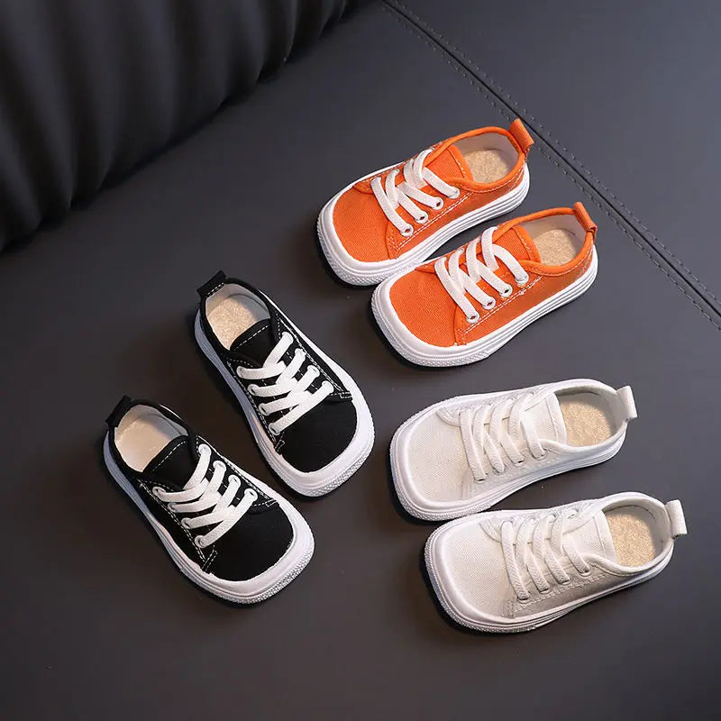 Girls Non-slip Tennis Shoes Infant Toddlers Square Toe Children's Sport Shoes Breathable Causal Lace Up Canvas Sneakers Boys