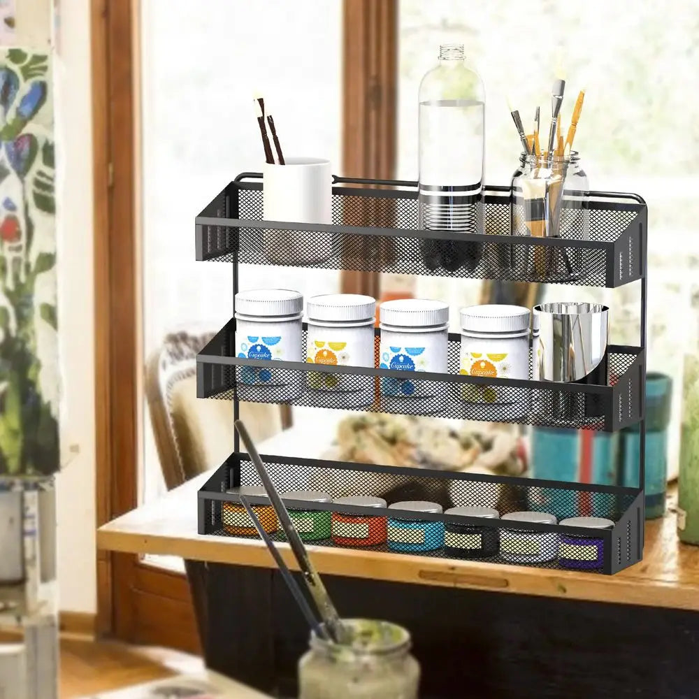 Spice Racks Wall Mounted 2 Set Large, Metal Chrome Narrow Spice Organizer for Jars Storage, Kitchen, Inside Cupboard or Cabinet