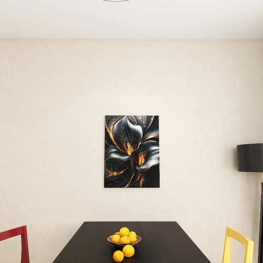 1.5 inch thick pine frame canvas art - black and gold metal calla lily design,modern wall trim, suitable for interior decoration