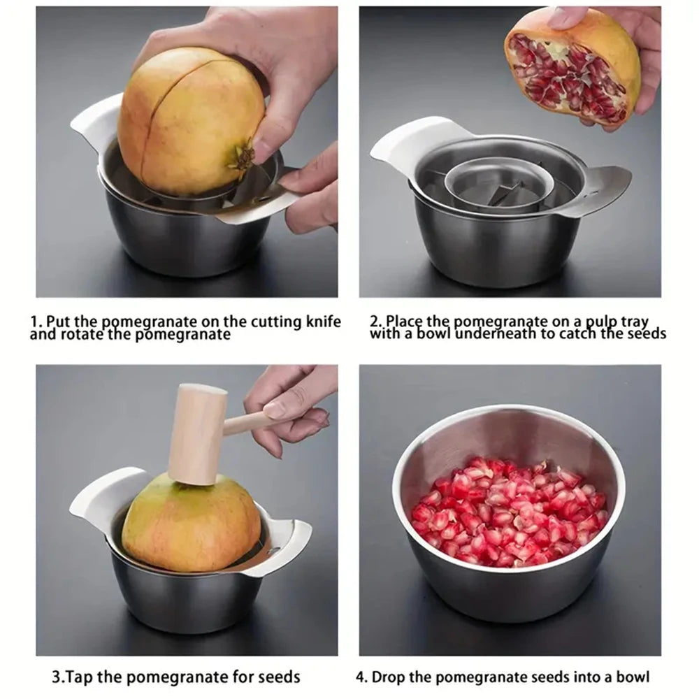 Stainless Steel Pomegranate Peeling Tool High Efficient Fruit Deseeder For Kitchen Use
