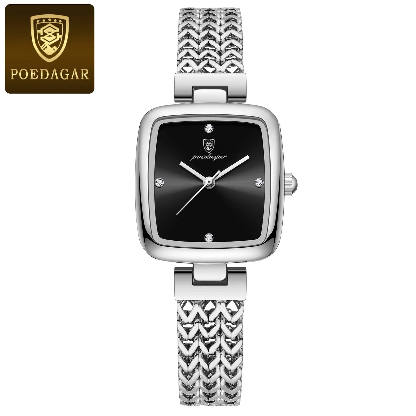 POEDAGAR Luxury Square Watch for Woman Waterproof Stainless Steel Women Quartz Watches Female Elegant Dress Simple Ladies Watch
