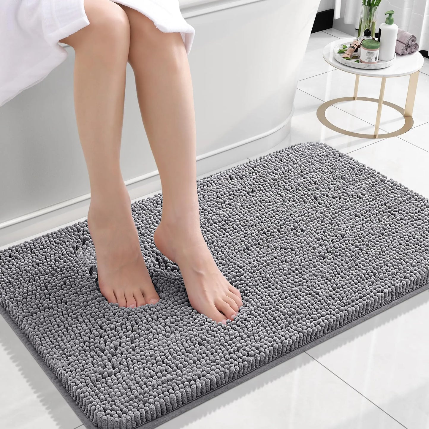 Homaxy Chenille Plain Hairy TPR Material Door Mat Indoor Non Slip Door Mat Dirt Trap Absorbent Mat Absorbs Water Bathroom Mat
