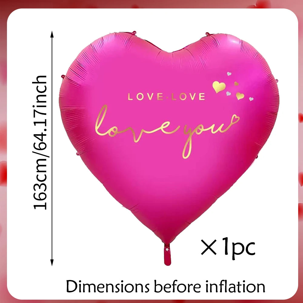 1pc oversized 63 inch Love You aluminum foil love balloon for Valentine's Day, weddings, anniversaries, and birthday decorations