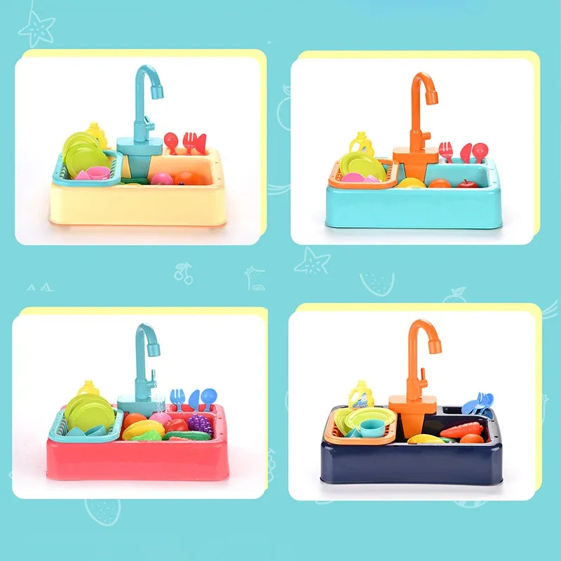 Kids Kitchen Toys Pretend Simulation Electric Dishwasher Child Kitchen Wash Basin Sink Role Playing Toys for Kids Girls Gifts