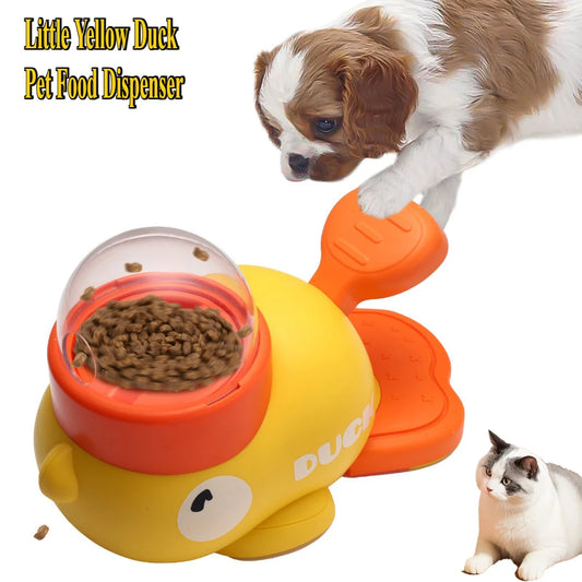 Yellow Duck Interactive Dog Food Dispenser Feeder for Cats Durable Plastic Training Toys Cat Accessories Puzzle Pet Automatic