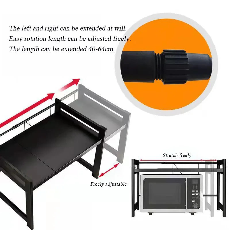 Retractable Multi-Functional Kitchen Rack Table Microwave Stove Rack Stove Cabinet Storage Rack Rice Cooker Storage Rack