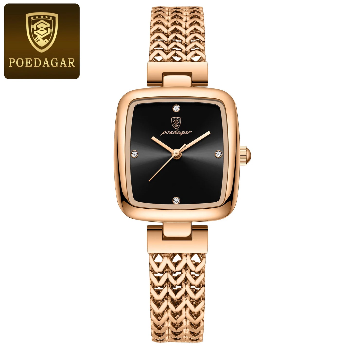 POEDAGAR Luxury Square Watch for Woman Waterproof Stainless Steel Women Quartz Watches Female Elegant Dress Simple Ladies Watch