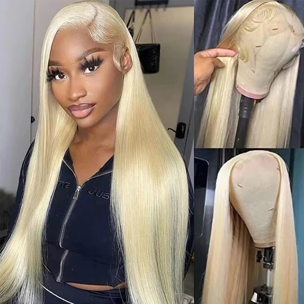 40 46 Inch 180 200% Density Blonde 613 Lace Front Wigs 13x6 HD Lace Wig Transparent Frontal 13X4 Bone Straight Human Hair Wigs