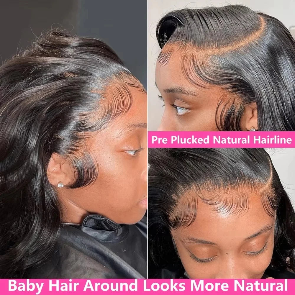 Body Wave Wigs Human Hair 13x4 HD Transparent Lace Frontal Wig 200 Density Water Wave Pre Plucked Brazilian 100% Real For Women