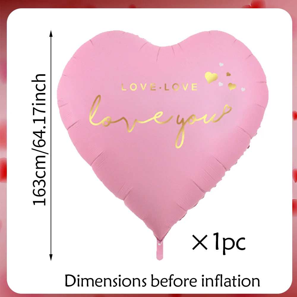 1pc oversized 63 inch Love You aluminum foil love balloon for Valentine's Day, weddings, anniversaries, and birthday decorations