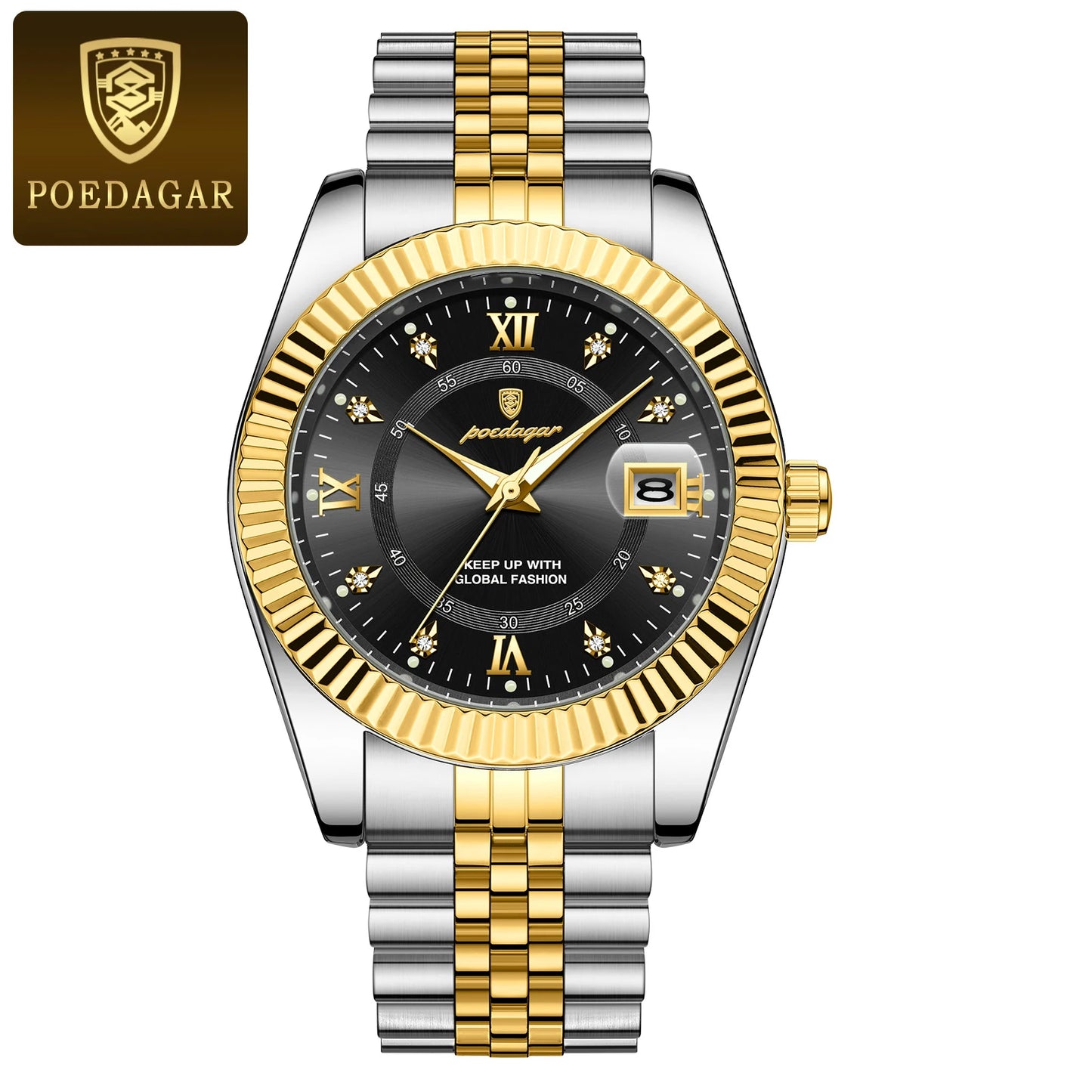 POEDAGAR Luxury Fashion Men Watch Waterproof Stainless Steel Luminous Military Man Wristwatch Date Business Quartz Men's Watches