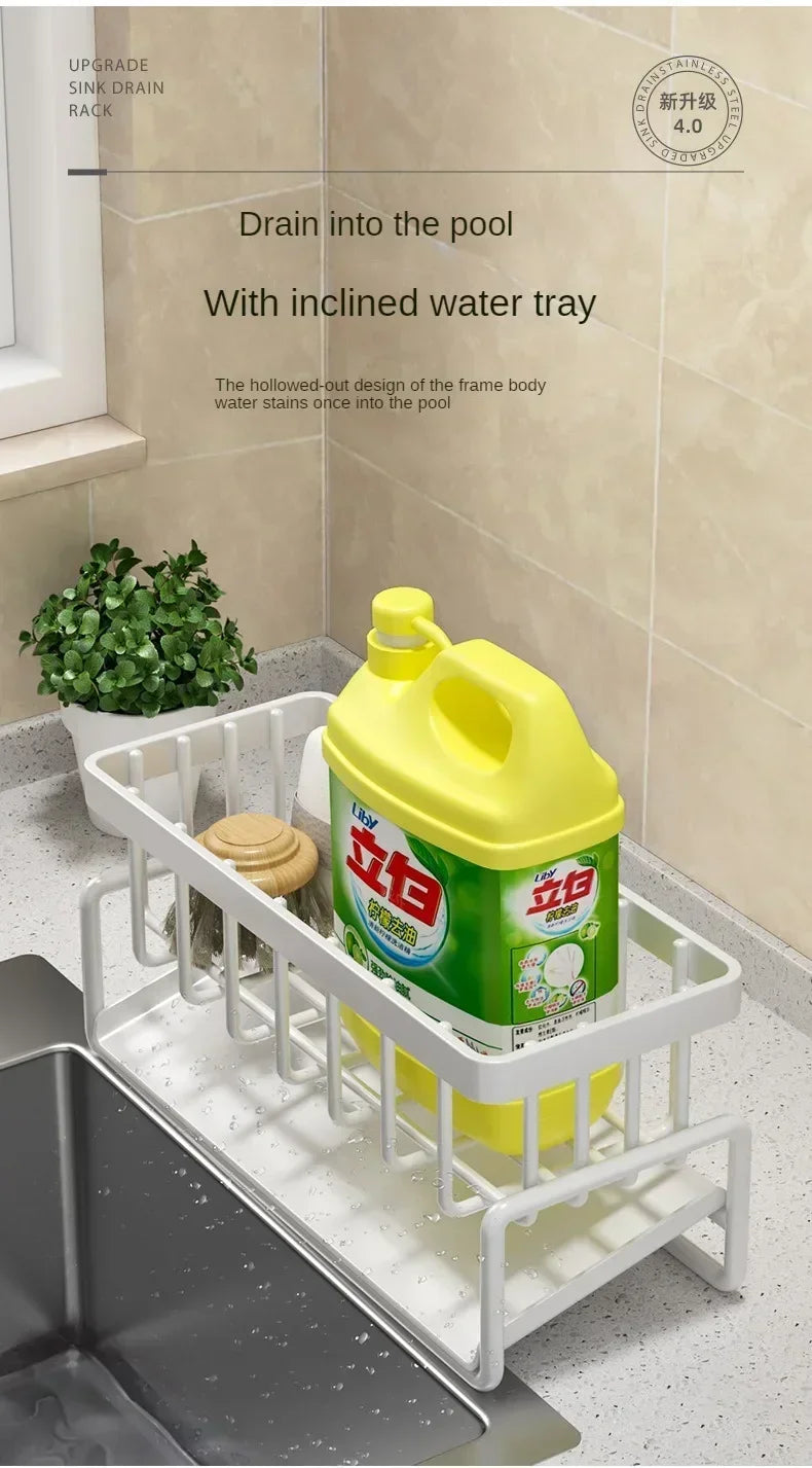 Multifunctional Sponge Rack Drainer Kitchen Shelf Sink Rag Dishwashing Detergent Dishcloth Organiser  kitchen organiser storage