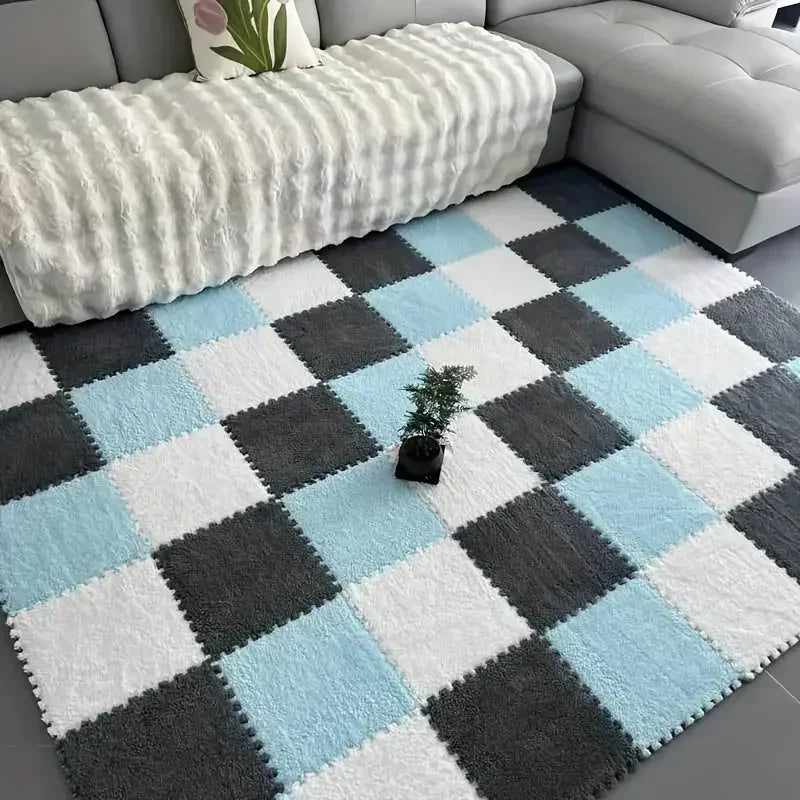 6/12Pcs Baby Play Mat EVA Foam Puzzle Tiles Soft Plush Interlocking Crawling Mat Non-Slip Nursery Floor Rug Washable