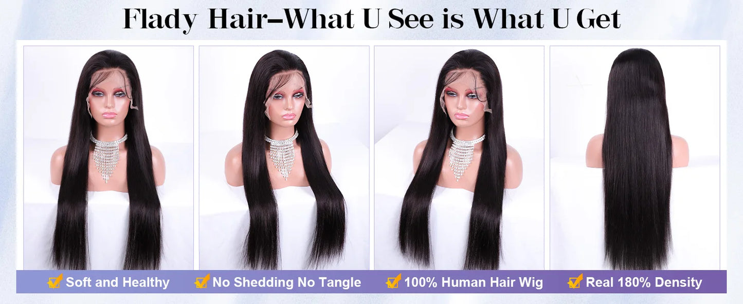 30 40 Inch 13x4 13x6 Straight HD Lace Frontal Wigs Brazilian Remy Lace Front Human Hair Wig Pre Plucked For Women 200 Density