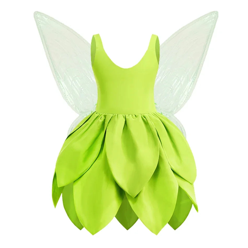 Tinkerbell Dress Girls Halloween Costumes Kids Girl Green Fairy Princess Fancy Tinker Bell Dress Birthday Party