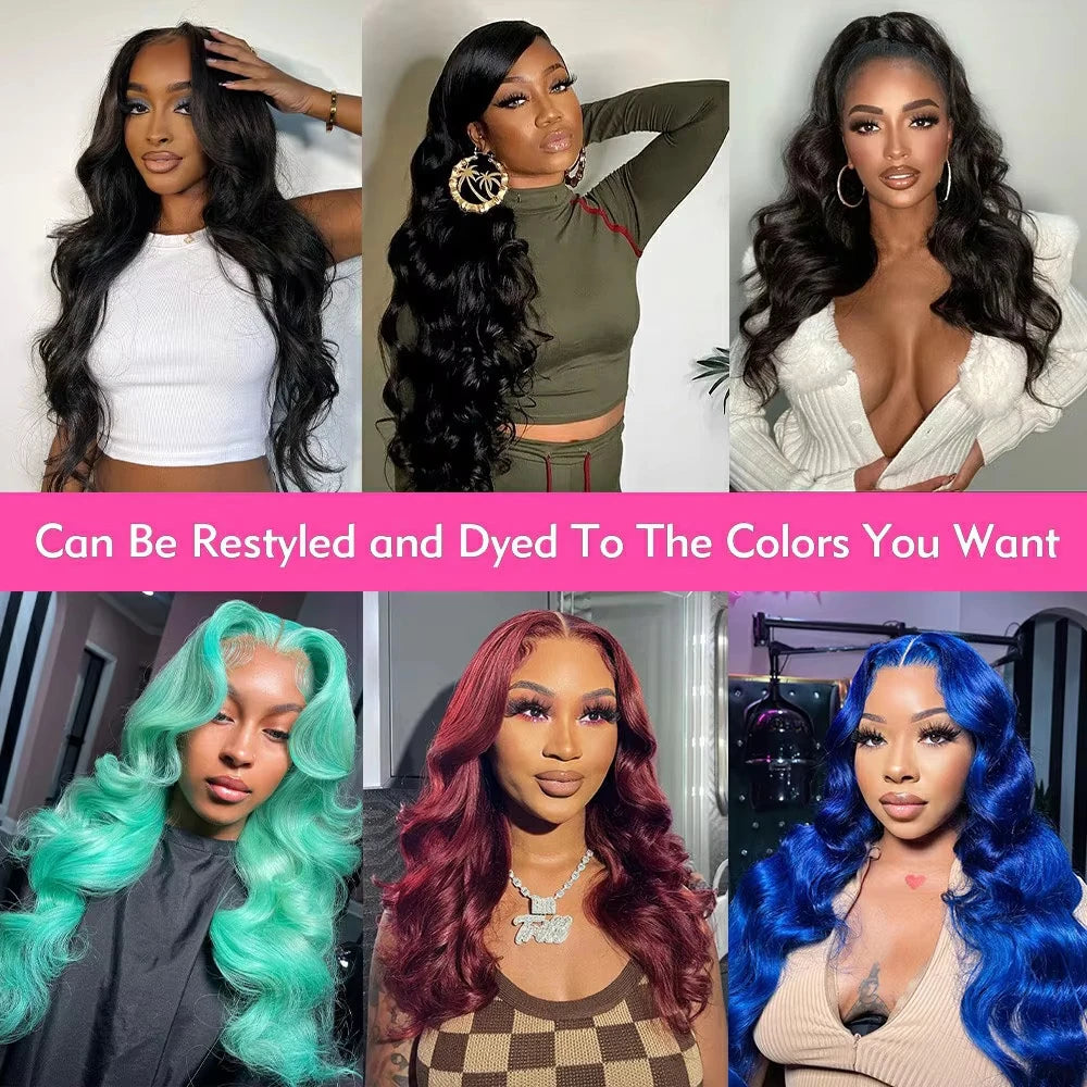 Body Wave Wigs Human Hair 13x4 HD Transparent Lace Frontal Wig 200 Density Water Wave Pre Plucked Brazilian 100% Real For Women