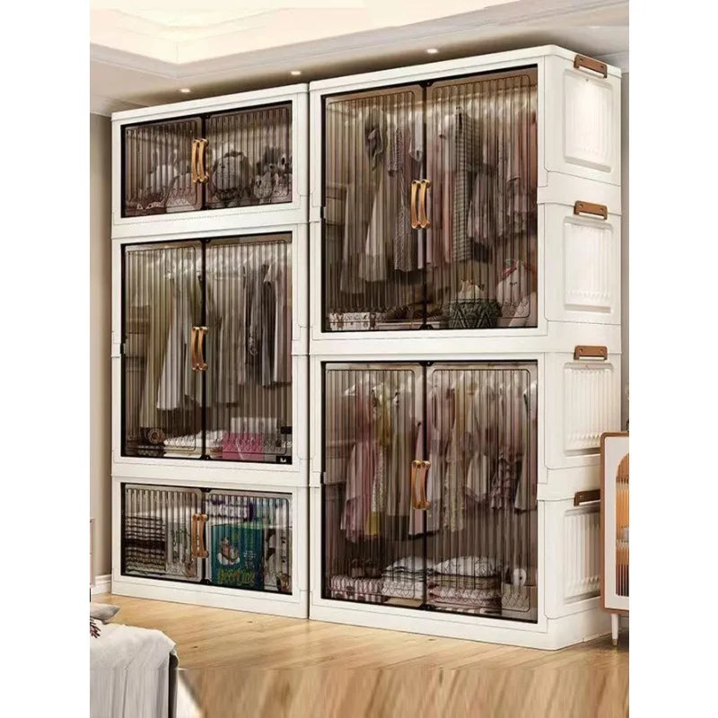 70-80cm Multifunction Folding Storage Cabinet | Dustproof Foldable Wardrobe & Closet Organiser | Heavy-Duty Household Sundries Locker Storage Box