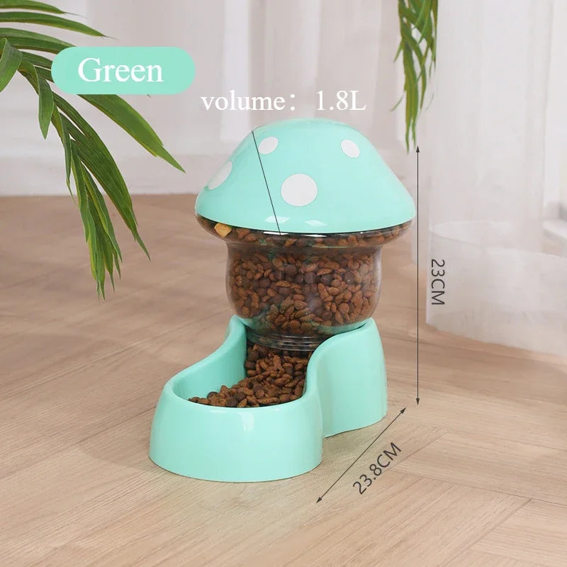 Cute Mushroom Automatic Cat Feeder & Water Dispenser – Large Capacity Food & Water Bowl