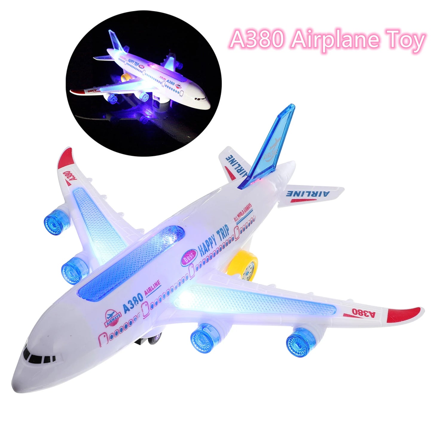 Electronic Airplane Toy with Music & Lights – Auto-Rotating Educational Aircraft Toy for Kids