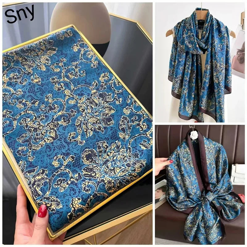 Tensili Brocade Satin Scarf Printed Silk Shawls