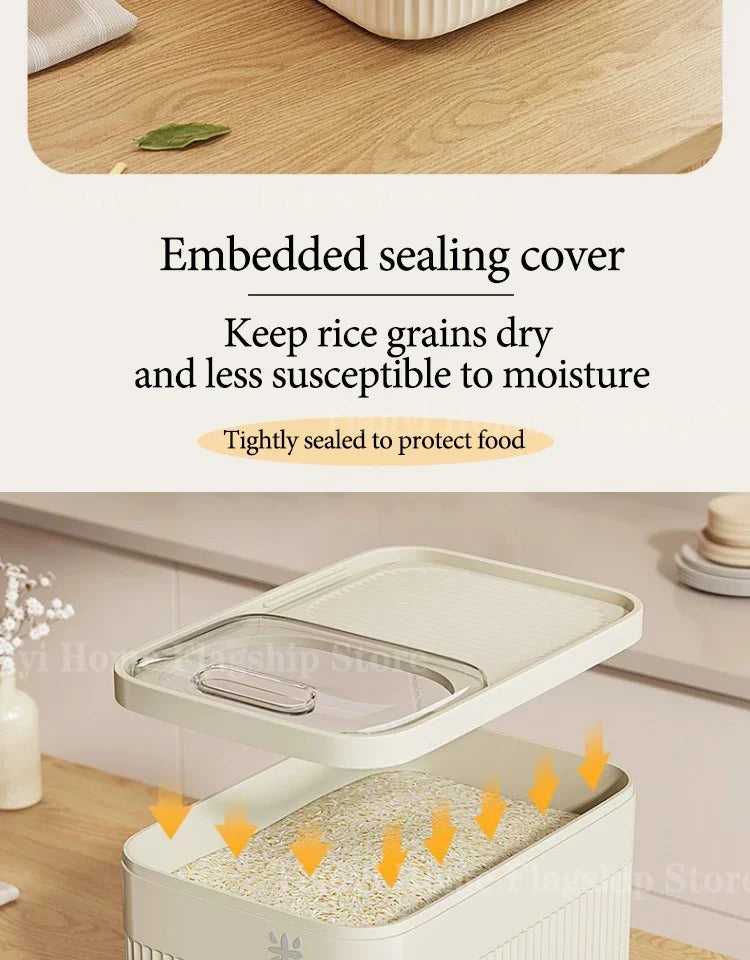 5/10/15KG Rice Storage Box Home with Lid Insect Proof Moisture Proof Rice Box Sealed Jar Kitchen Container Storing Dry Grain